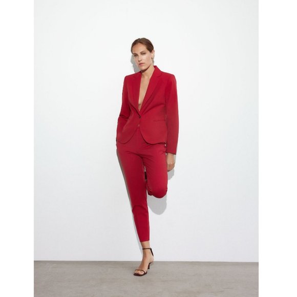 NWT Zara Tailored Single Button Red Blazer Jacket - Picture 11 of 11